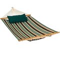Algoma Net Algoma Net 2790W191182SP 11 ft. Reversible Sunbrella Quilted Hammock; Teal - Token Surfside Stripe & Canvas Teal 2790W191182SP